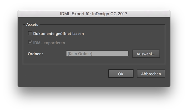 InDesign Skript Export IDML